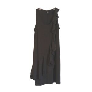 White House Black Market Womens Little Black Dress Sz 2 Sleeveless Ruffle Light